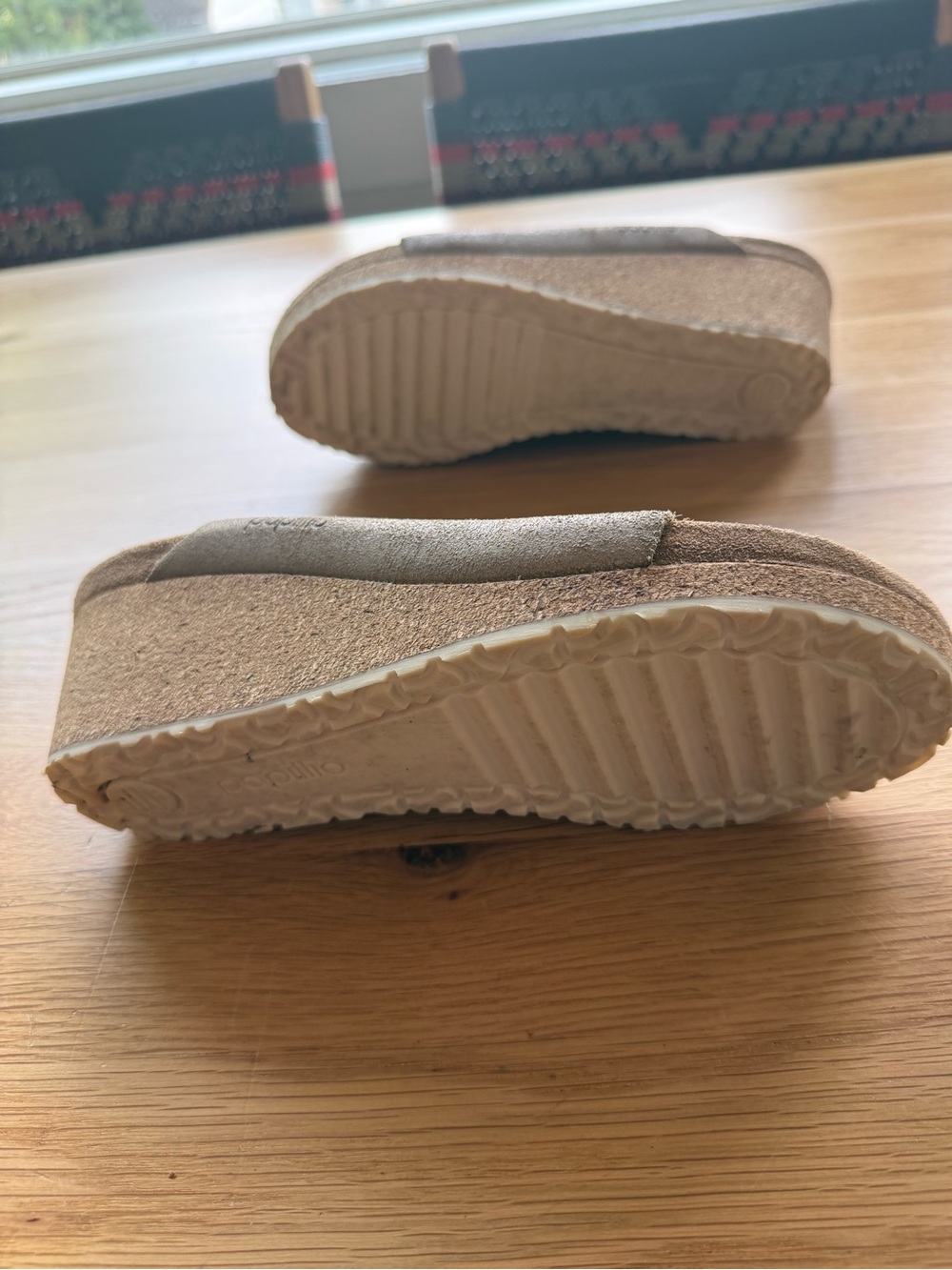 Birkenstock Papillio Namica taupe cork wedge slides Sz 41 - Picture 2 of 7
